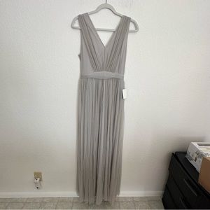 NWT Lulus Women's Small Gray Chiffon Maxi Dress
